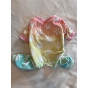 CuteBone Dog Pajamas Rainbow Ombre Paw Print Fleece Pet One Piece XS